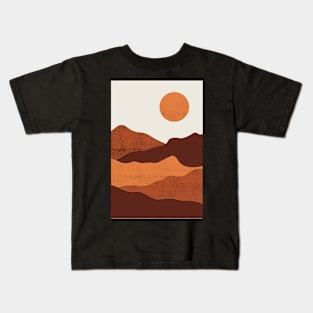 Landscape Art - Mountains Hiking - Sunset Adventure Kids T-Shirt